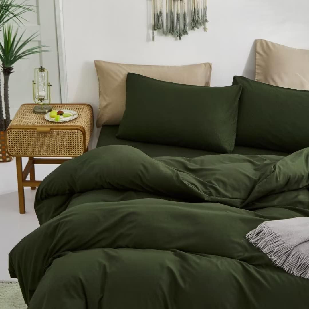 Army Green Queen Comforter Set 3Pcs Dark Green Bedding Comforter Sets All Season Soft Hunter Queen Comforter with 2 X Pillow Cases