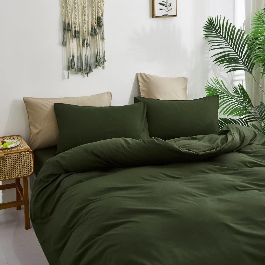 Army Green Queen Comforter Set 3Pcs Dark Green Bedding Comforter Sets All Season Soft Hunter Queen Comforter with 2 X Pillow Cases