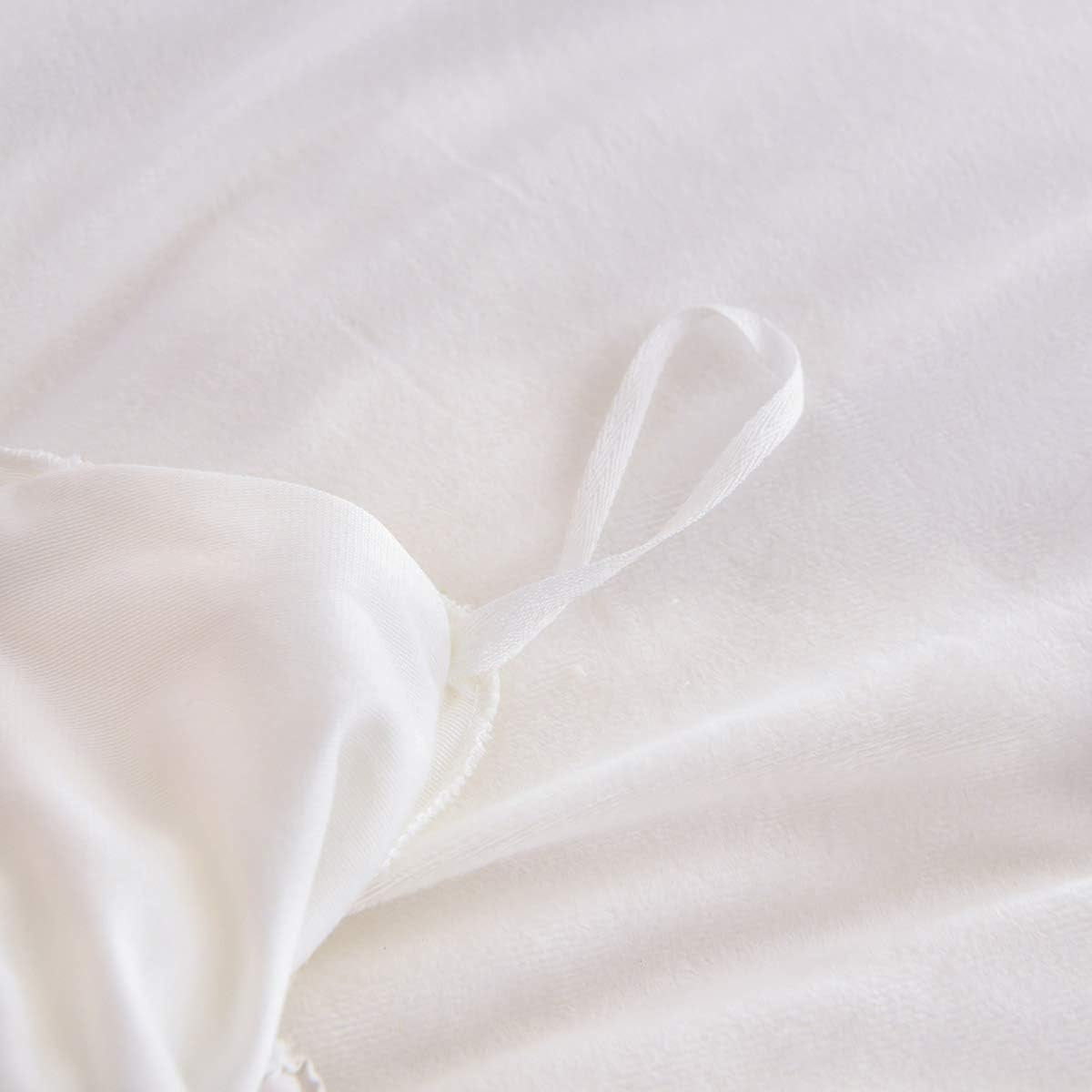 White Pom Pom Bedding Velvet Flannel Duvet Cover Twin Girls Duvet Cover Baby Teen 3 Pcs Vintage Farmhouse Boho Quilt Cover Bohemian with Hidden Zipper Closure