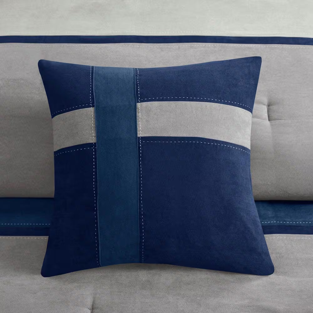 Hanover 7-Piece Blue Polyester Queen Comforter Set