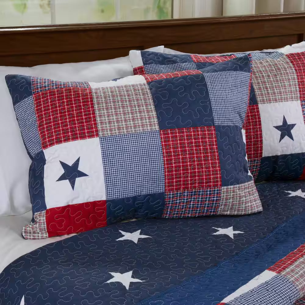 Caroline 3-Piece Blue King Quilt Set