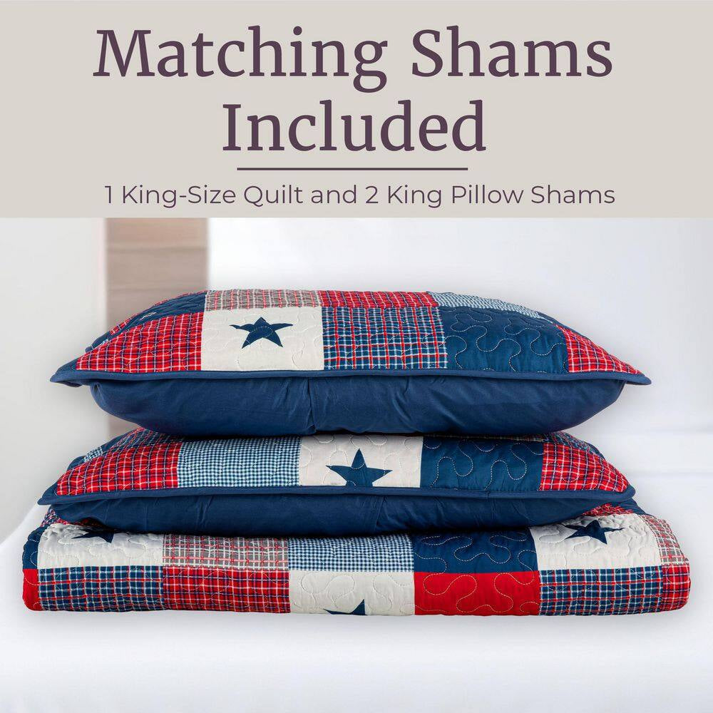 Caroline 3-Piece Blue King Quilt Set