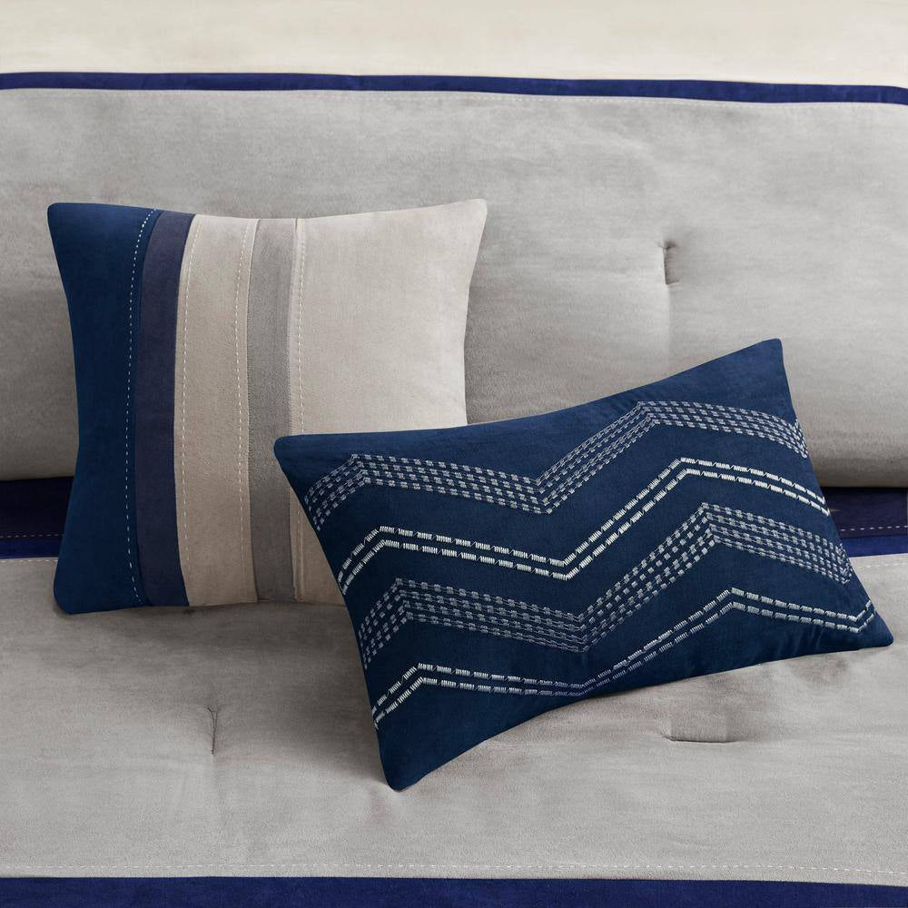 Hanover 7-Piece Blue Polyester Queen Comforter Set