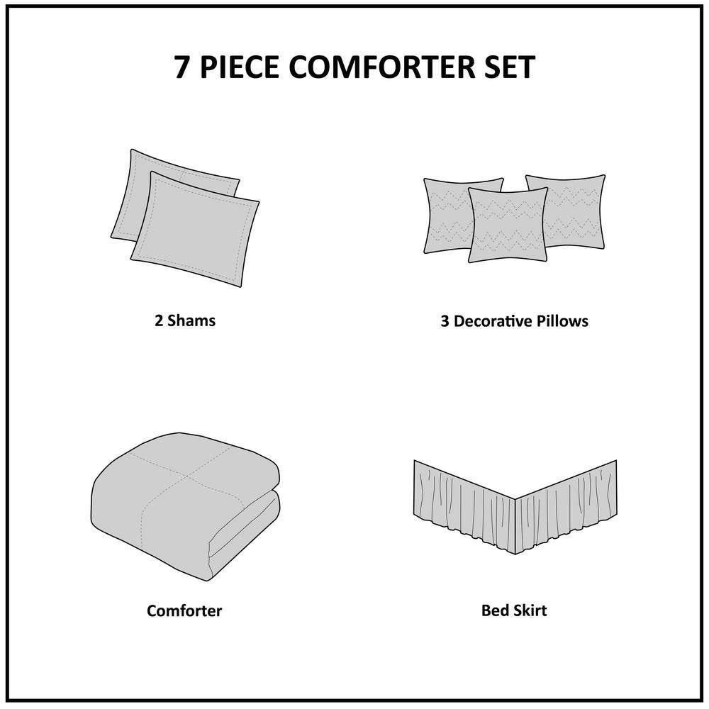 Hanover 7-Piece Blue Polyester Queen Comforter Set